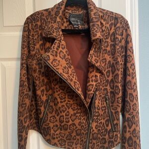 Sanctuary Brown Leopard Print Moto Jacket